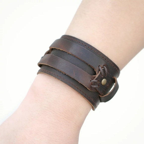 Set of 5 Trendy unisex leather bracelets - Picture 9 of 16